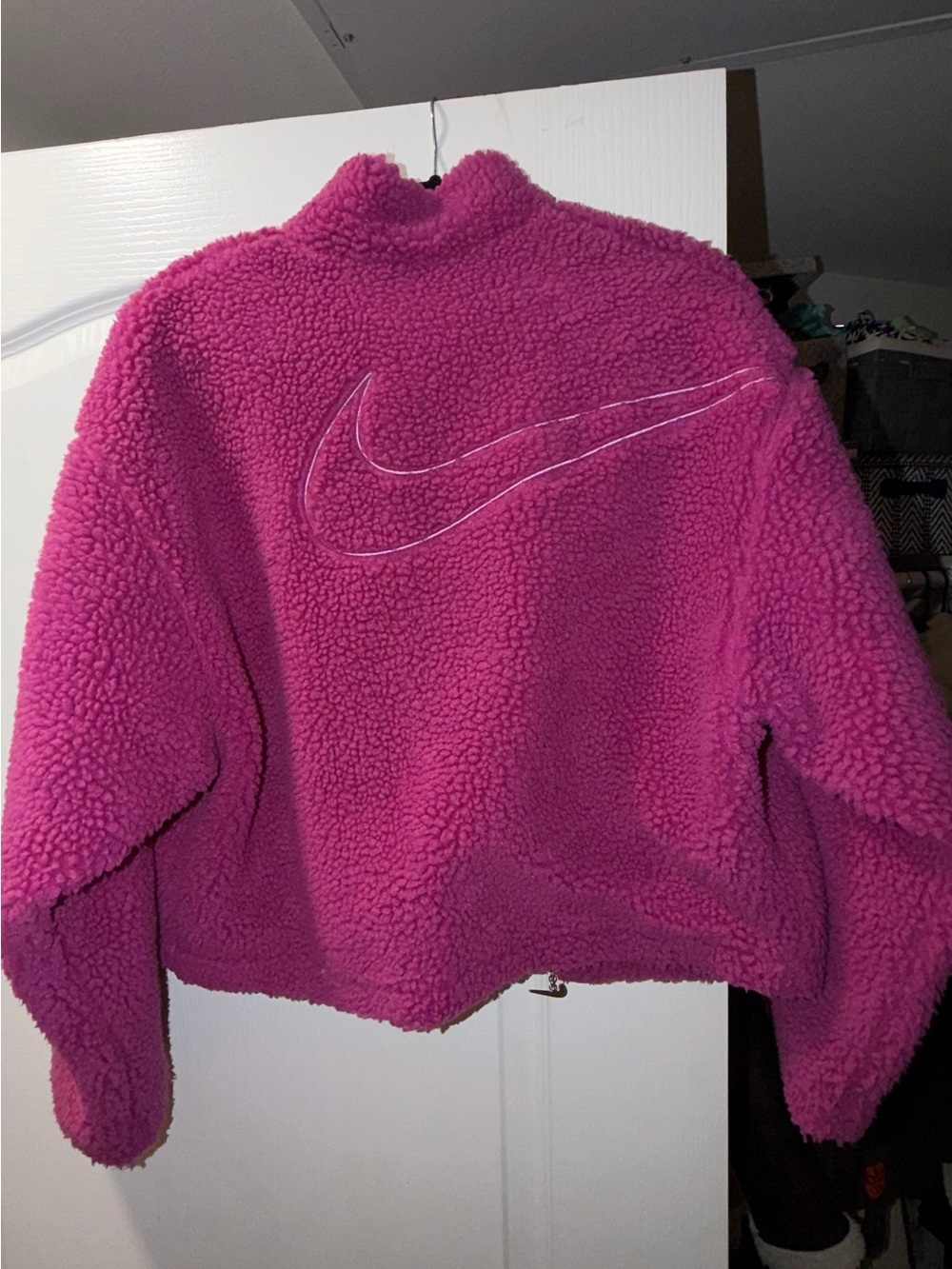 Nike Women's Hot Pink Sherpa Jacket with Swoosh